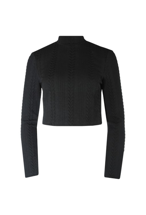 Camisola justa curta com nervuras