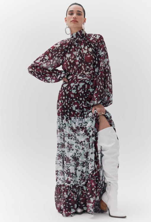 Blusa estampada com gola