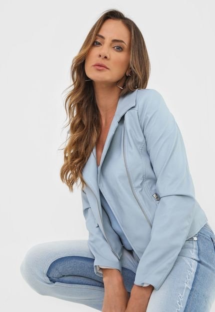 Casaco Biker Efeito Pele