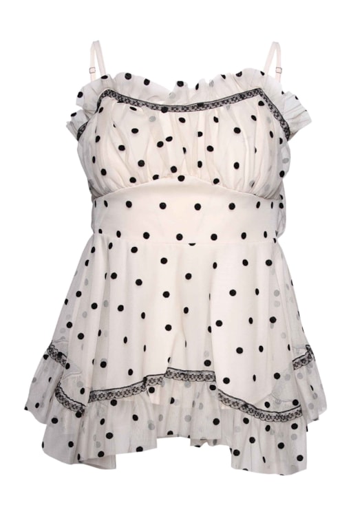 Top de alças com bolinhas