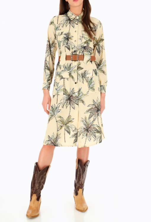 Vestido Estampa Tropical com presilhas