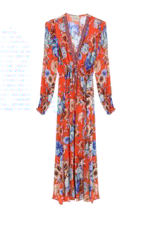 Vestido decote em V florido