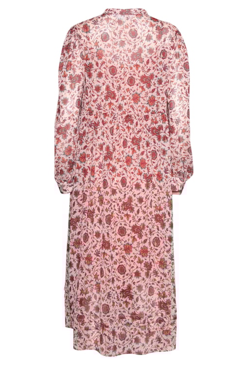 Vestido com estampado e folhos