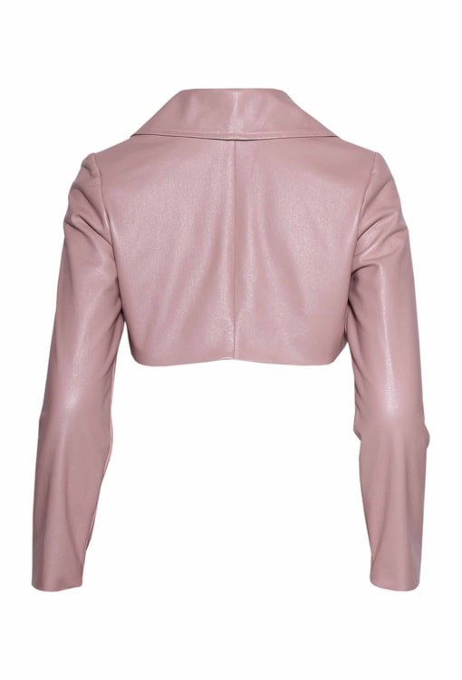 Casaco cropped efeito pele