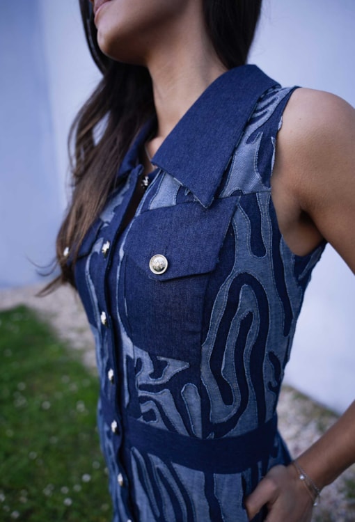 Vestido curto de ganga