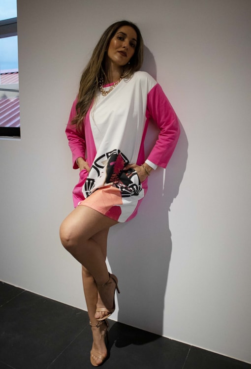 Vestido amplo com estampado