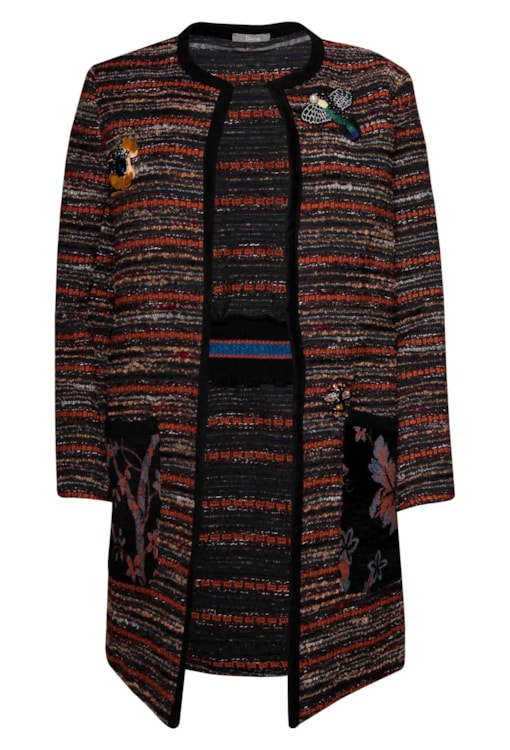 Casaco comprido com bordados