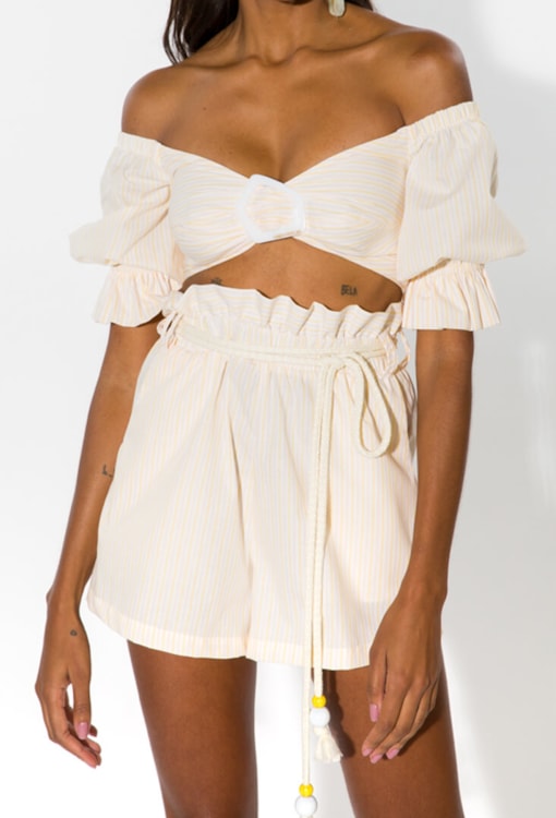 Calções paperbag e cordão