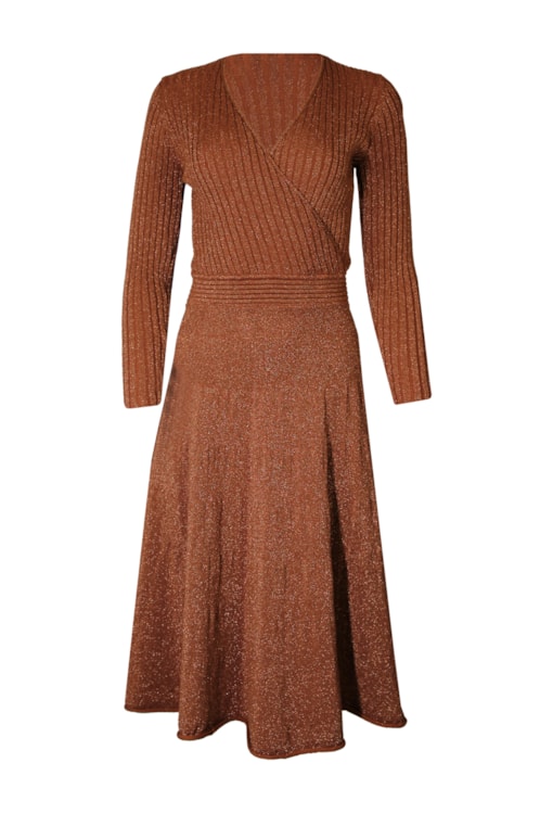 Vestido canelado fios brilhantes