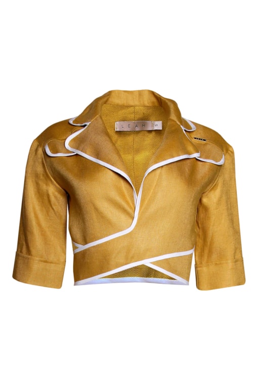 Casaco cruzado em linho