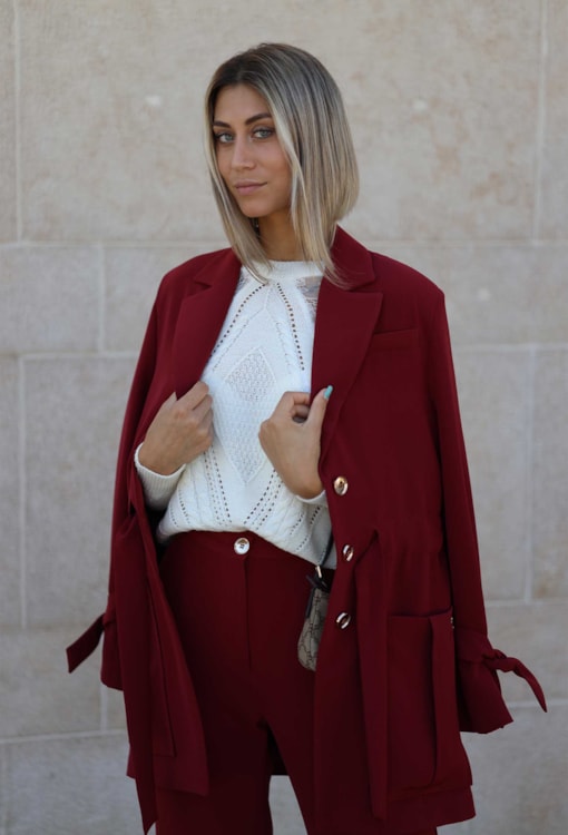 Blazer Cintura E Punhos Ajustáveis