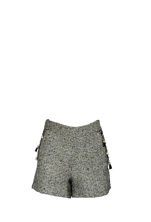 Calções tweed com aplicações