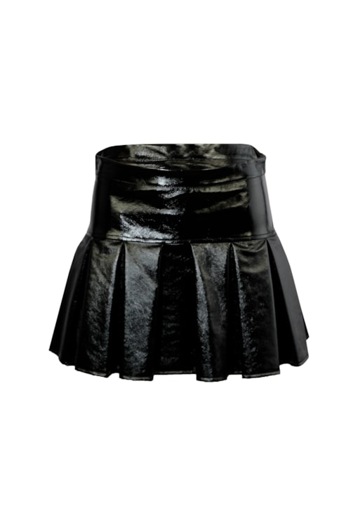 Saia curta de napa com pregas