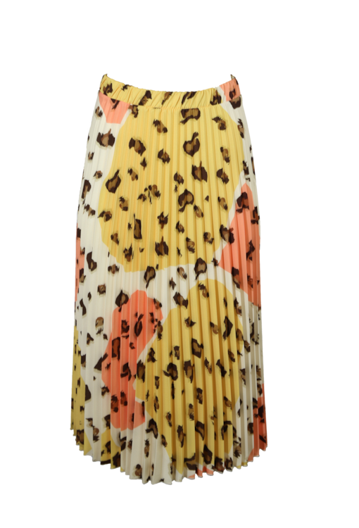 Saia plissada detalhes leopardo
