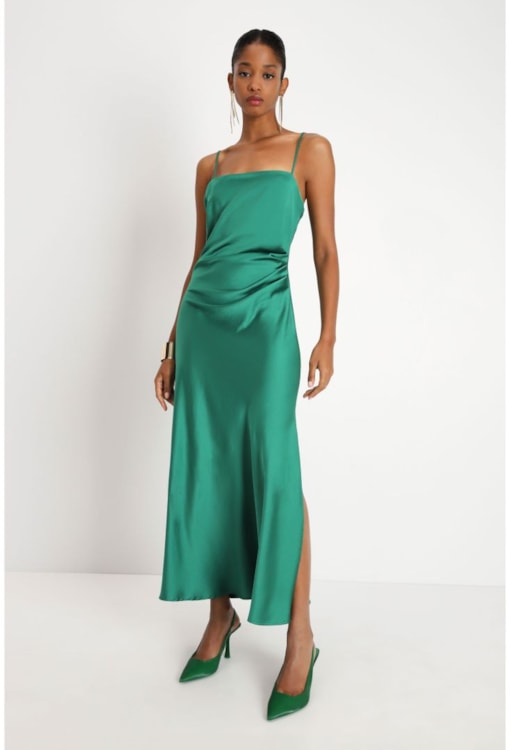 Vestido acetinado drapeado