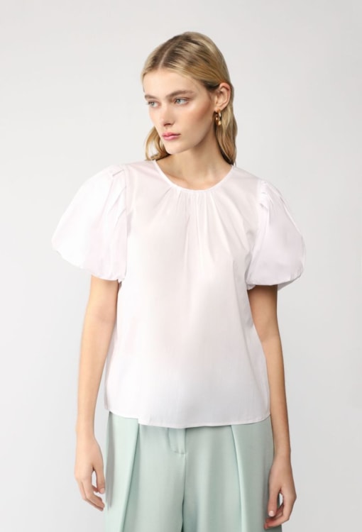 T-shirt com manga abalonada