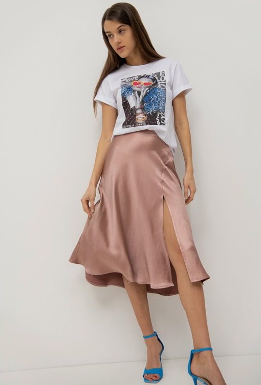 Saia acetinada com racha