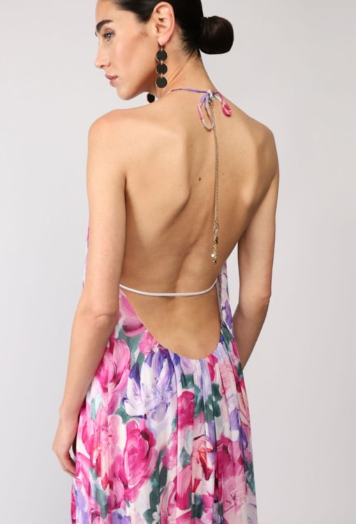 Vestido Halter com Estampa Floral