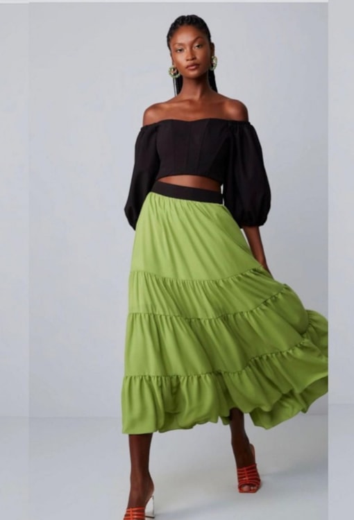 Saia Longa com Folhos